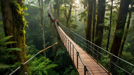 Fototapeta premium suspension bridge in the forest