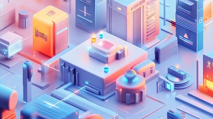 Illustration of a machine learning process featuring artificial intelligence, deep data mining, and machine learning as components of modern computer technology concepts, portrayed in a 3D rendering