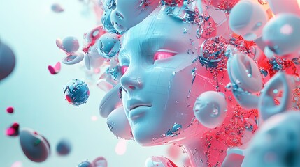 Illustration of a machine learning process featuring artificial intelligence, deep data mining, and machine learning as components of modern computer technology concepts, portrayed in a 3D rendering