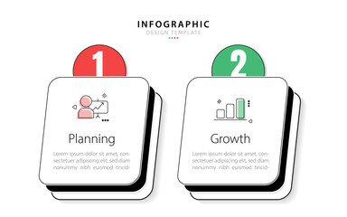 Business infographic template. 2 Step timeline journey. Process diagram, 2 options on white background, Infograph elements vector illustration.
