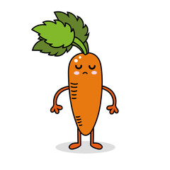 carrot cartoon character on white background vector illustration. Cute cartoon vegetable
