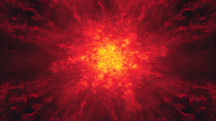 Dramatic fire and smoke effect glowing exploding outwards with center space