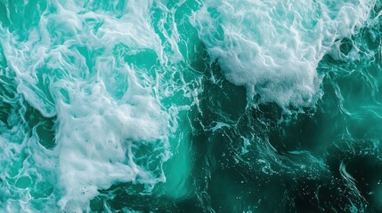Ocean Waves Texture: Turquoise Waters and White Foam Abstract