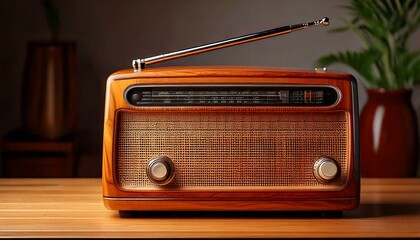 Generative AI. A wooden radio on the table