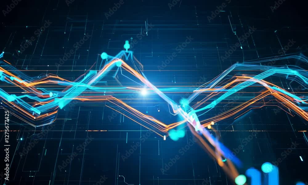 Poster data flow visualization with technology grid