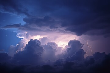 Dramatic storm clouds gather, lit from within by flashes of lightning, presenting a breathtaking display of nature&rsquo;s raw power and electric energy.