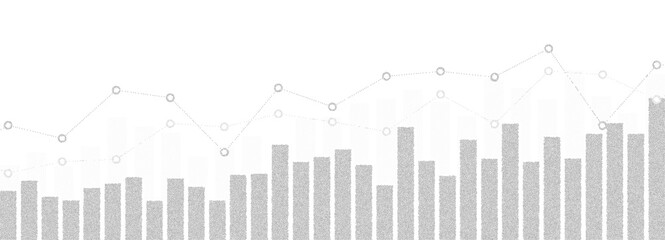 Obraz premium Black dotted horizontal abstract financial graph chart with uptrend market sentiment. Background for the stock market, investment, trading, economic, or bullish trend concept. Vector illustration