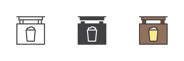 Beer Pub signboard different style icon set