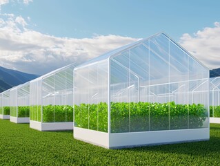 AI-powered smart greenhouses, futuristic self-regulating food production for sustainable urban areas