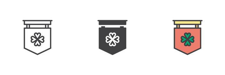 St. Patrick's Day flag different style icon set