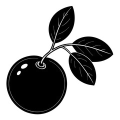 cranberry black silhouette vector, Simple silhouette Design vector icon with white background. Fruit silhouette vector