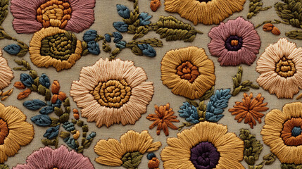 Seamless pattern embroidery flowers.