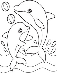 Dolphins coloring page illustration