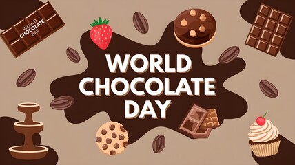 World Chocolate Day Background Wallpaper Featuring Delicious Chocolate Treats, Cocoa, and Sweet Designs to Celebrate the Joy of Chocolate