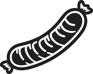 Silhouette vector EPS of a sausage with a simple, curved shape. Ideal for food branding, meat product packaging, BBQ logos, restaurant menus, and culinary designs.