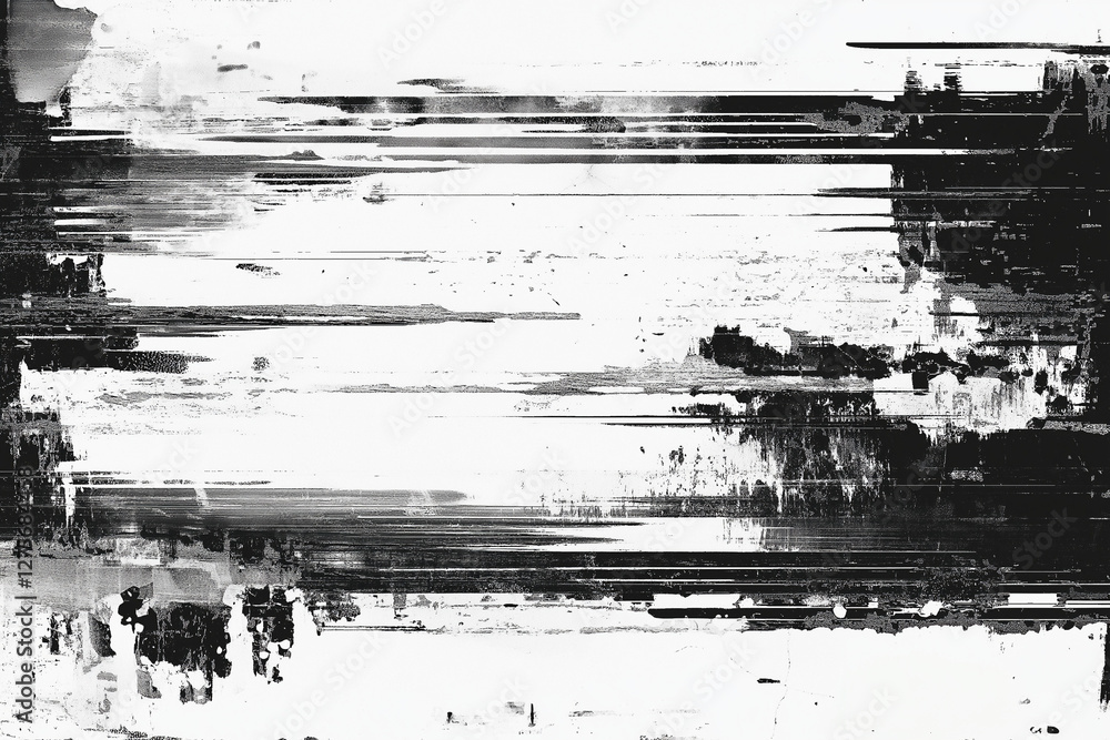 Poster abstract futuristic cyberpunk displacement map for 3d rendering. random distorted black white broken