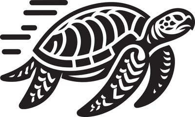Silhouette vector EPS of a sea turtle with a distinctive shell and flippers. Ideal for ocean conservation logos, wildlife projects, nature themes, and marine designs.