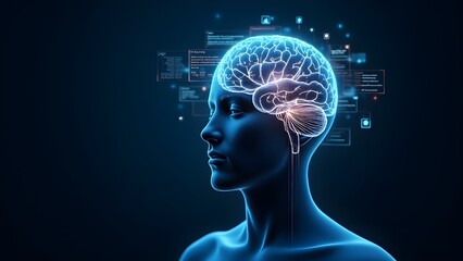 Obraz premium Futuristic Human Brain with Data Interface 