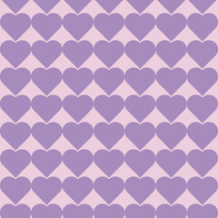 Bold hearts grid seamless pattern. Cute net repeating hearts vector illustration. Spring purple pink Mardi Gras colors. Geometry Print for fabric, paper, packaging, stationery.