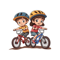 children riding bicycles
