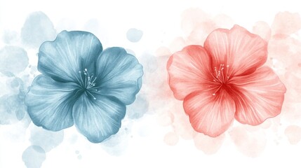 Fototapeta premium Gentle Watercolor Floral Background, Light and Airy Pastel Design, Intricate Floral Outlines
