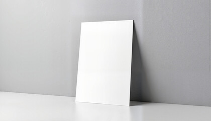 Fototapeta premium This vertical greeting card mockup is positioned against a plain gray background, providing a minimalist and professional aesthetic. Ideal for showcasing wedding invitations, announcements