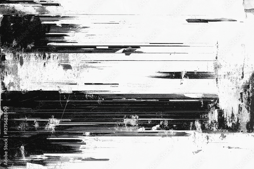 Fototapete abstract futuristic cyberpunk displacement map for 3d rendering. random distorted black white broken