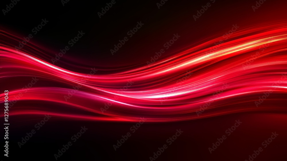 Poster abstract background, red flowing lines, speed effect and bright light, radiant sharp lines design