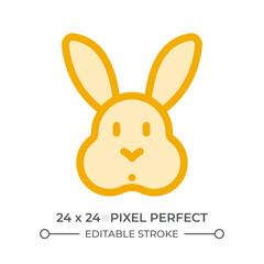 Cute rabbit face duotone color ui icon. Funny bunny with long ears. Friendly rodent animal companion. Hare muzzle. Isolated vector illustration. Web design user interface element, pixel perfect