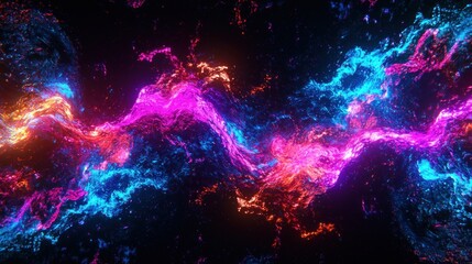 Obraz premium Abstract Cosmic Nebula: Vibrant Pink and Blue Energy Streams
