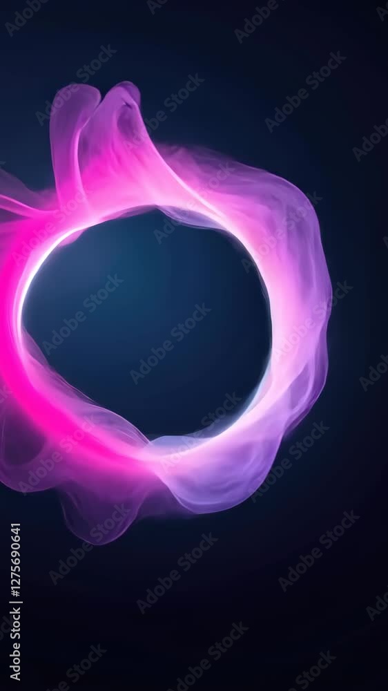 Poster mystical plasma ring with neon colors against deep dark background in dynamic 3d visualization for m