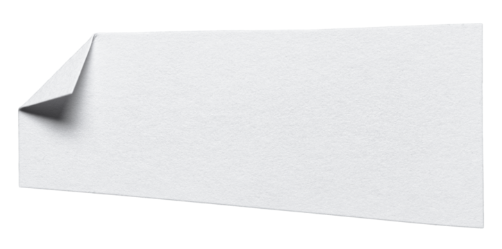 White isolated cut out blank paper note cardboard with folded corner dog-ear earmark and copy space for text, transparent png background design element
