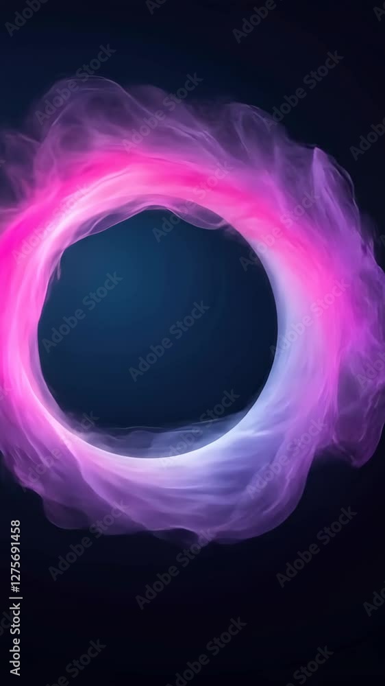 Poster mystical plasma ring with neon colors against deep dark background in dynamic 3d visualization for m