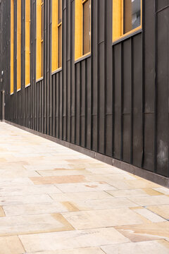 Urban corner with geometric precision and space for text overlay.