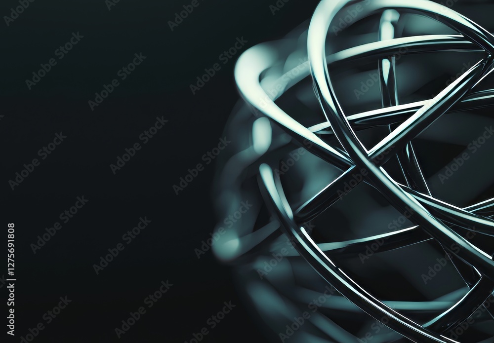 Aufkleber a sphere with rings, rendered in abstract 3d, is situated in empty space with a background that has 