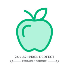 Apple with leaf duotone color ui icon. Delicious ripe fresh fruit. Vegan dessert snack. Eating healthy food. Isolated vector illustration. Web design user interface element, pixel perfect