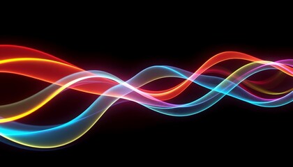 Colorful Abstract Waves Flowing Smoothly on Black Background Design