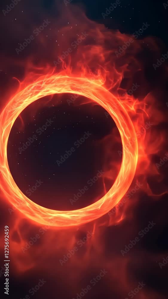 Poster glowing plasma ring against dark background in 3d animation for futuristic and sci-fi design concept