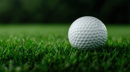 Close-Up Image of a Single White Golf Ball on Green Grass Surface