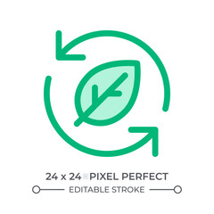 Foliage recycling duotone color ui icon. Fallen leaves processing. Sustainable technology integration. Biodegradable. Isolated vector illustration. Web design user interface element, pixel perfect