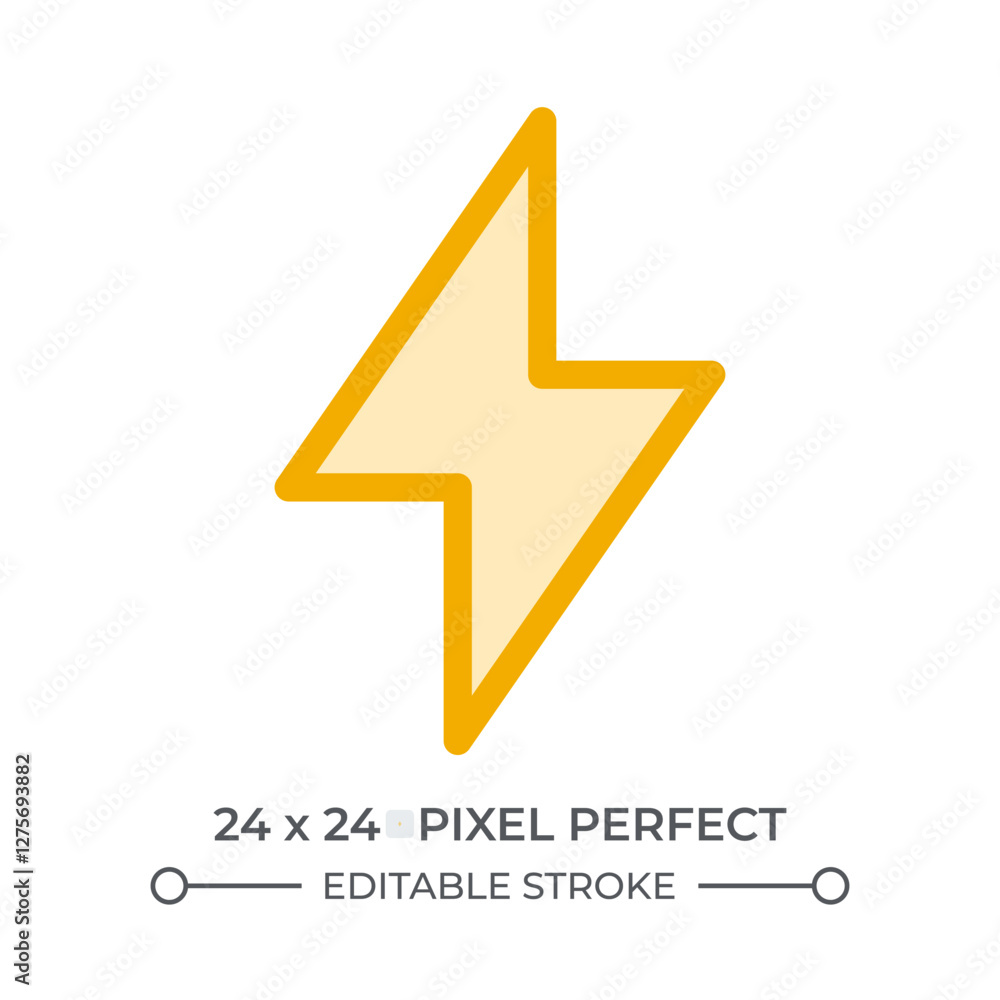 Poster thunderbolt symbol duotone color ui icon. electric tension danger mark. power generation technology.