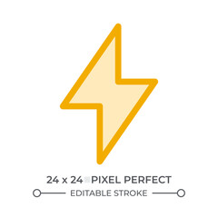 Thunderbolt symbol duotone color ui icon. Electric tension danger mark. Power generation technology. Lightning. Isolated vector illustration. Web design user interface element, pixel perfect