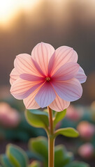 Fototapeta premium A beautiful close-up of a begonia flower in the morning light. Created with generated AI.