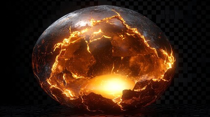 Fiery Planet Earth 3d Render Intense Volcanic Explosion