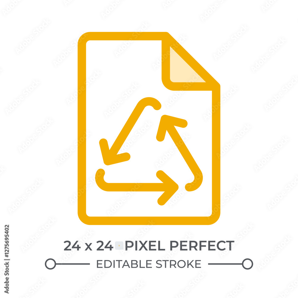 Poster paper sheet with recycling symbol duotone color ui icon. importance of material reusing. sustainabil
