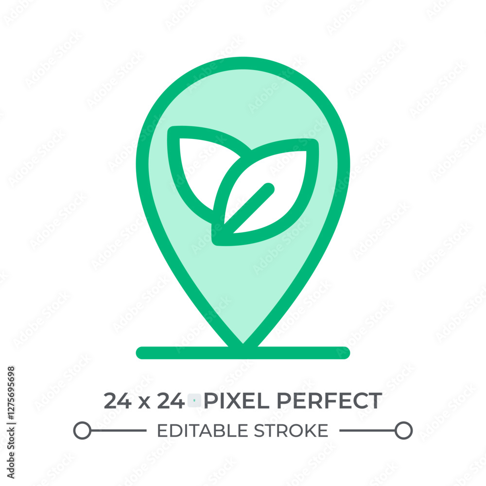Poster eco friendly location duotone color ui icon. nature reserve placement. sustainable initiative perfor