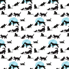 Playful Cats Seamless Pattern