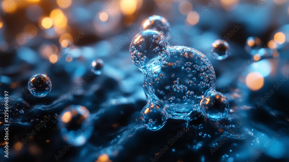 Aufkleber creative visualization of co2 bubbles in abstract style with depth