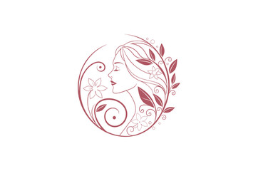 Graceful Woman Silhouette Logos with Botanical Design