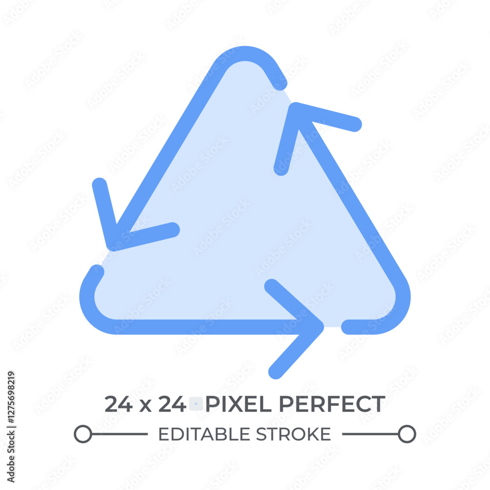Poster triangular recycling sign duotone color ui icon. sustainable consumption and manufacturing. reusing 